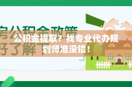 阜阳公积金提取？找专业代办规划师准没错！