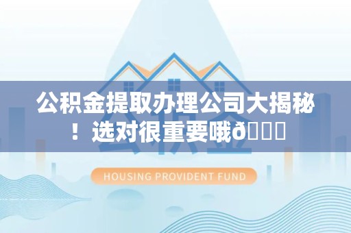 阜阳公积金提取办理公司大揭秘！选对很重要哦😎