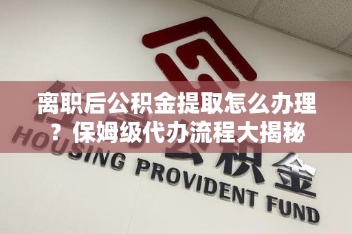 阜阳离职后公积金提取怎么办理?保姆级代办流程大揭秘 阜阳离职后公积金提取怎么办理?保姆级代办流程大揭秘