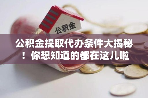 阜阳公积金提取代办条件大揭秘！你想知道的都在这儿啦
