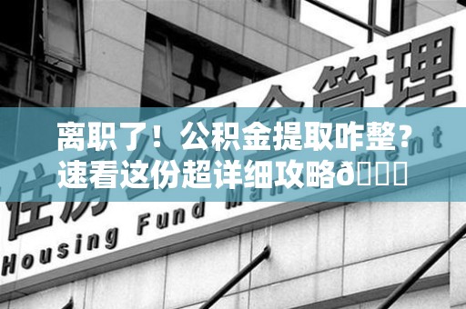 阜阳离职了！公积金提取咋整？速看这份超详细攻略😎