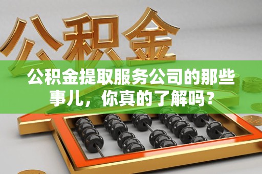 阜阳公积金提取服务公司的那些事儿，你真的了解吗？