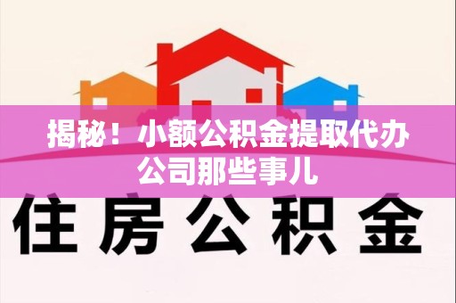阜阳揭秘！小额公积金提取代办公司那些事儿