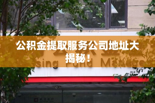 阜阳公积金提取服务公司地址大揭秘！